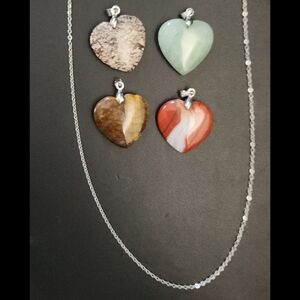 4pk Heart Shaped Stone Pendant Necklace